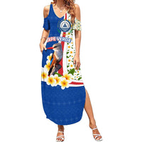Cape Verde Family Matching Summer Maxi Dress and Hawaiian Shirt with Kingfisher Bird Floral Flag Spirit