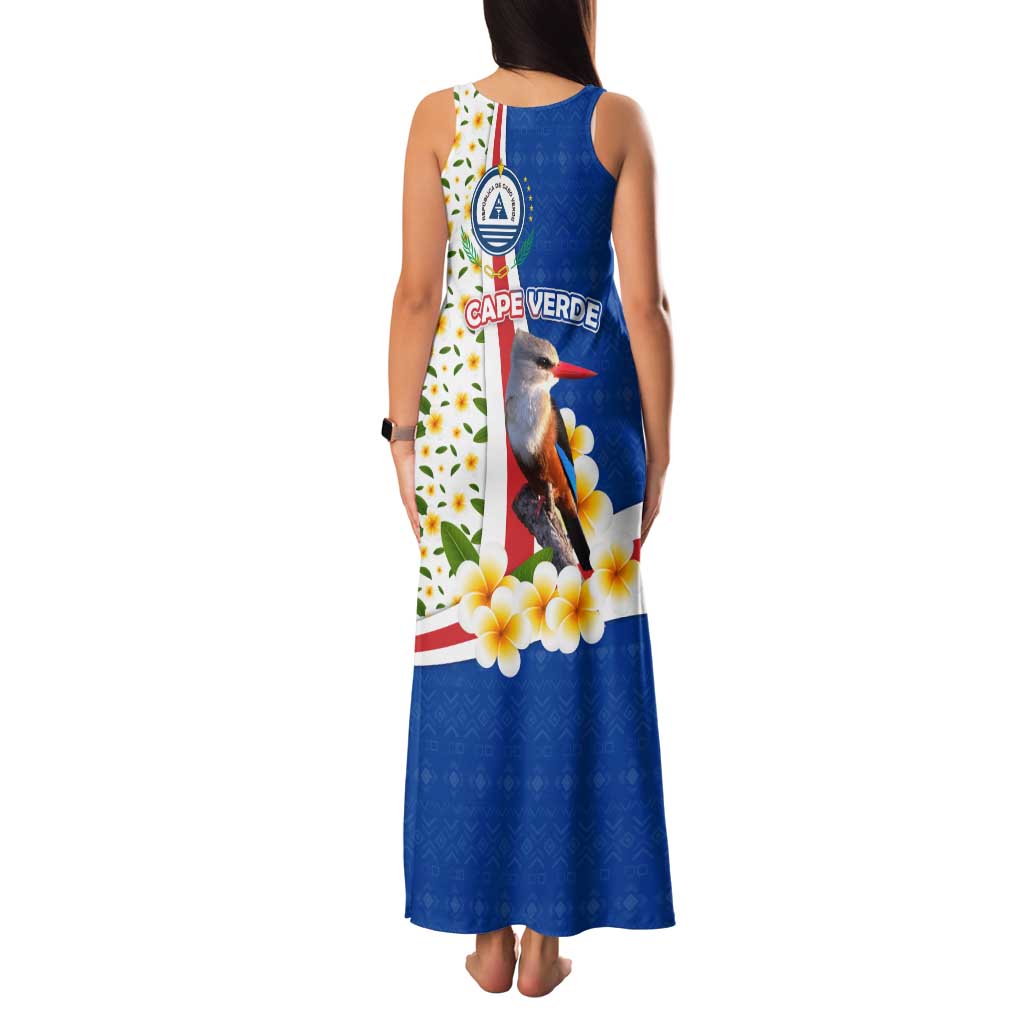 Cape Verde Family Matching Tank Maxi Dress and Hawaiian Shirt with Kingfisher Bird Floral Flag Spirit
