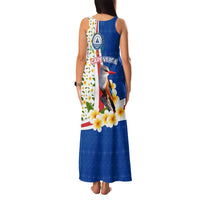 Cape Verde Family Matching Tank Maxi Dress and Hawaiian Shirt with Kingfisher Bird Floral Flag Spirit