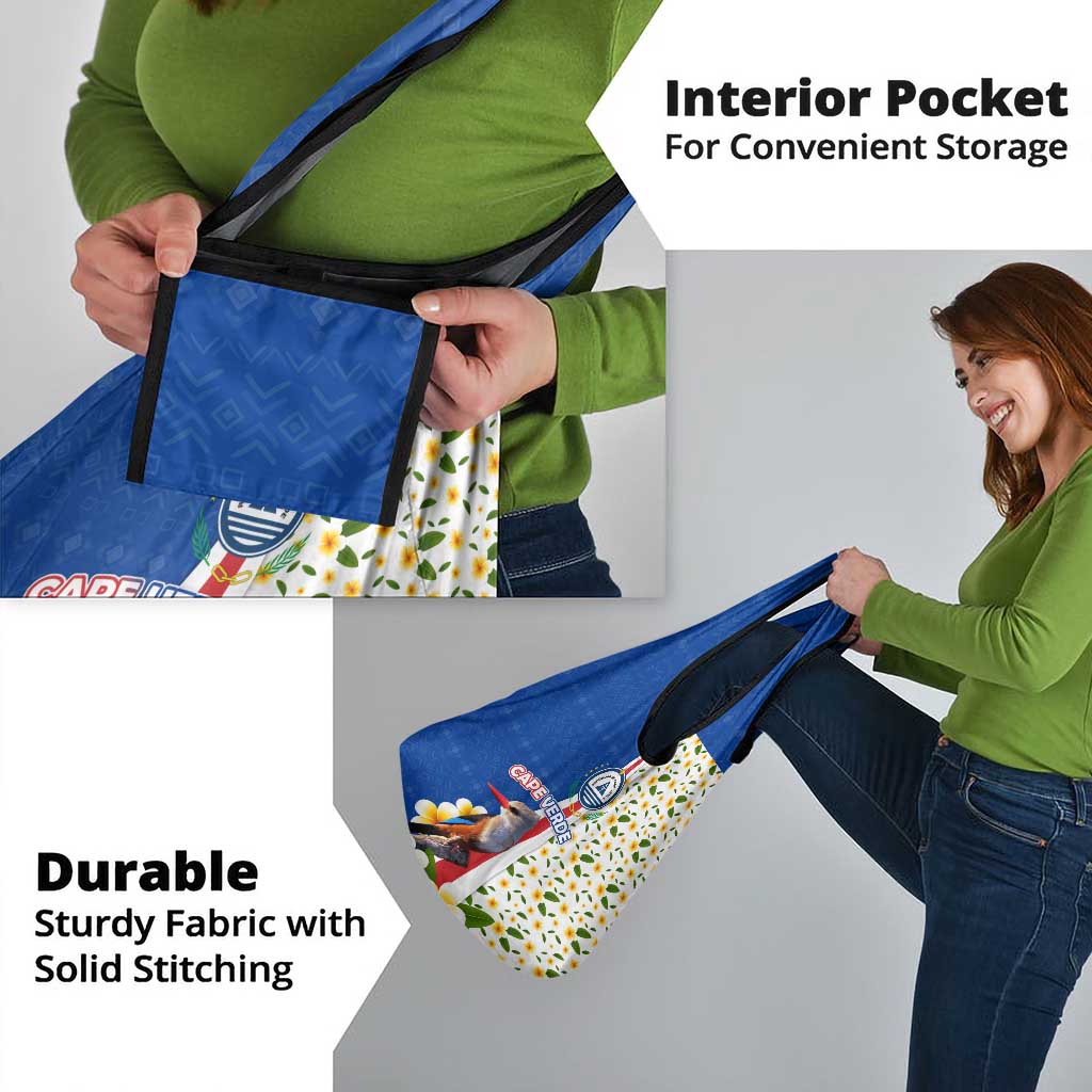 Cape Verde Grocery Bag with Kingfisher Bird Floral Flag Spirit