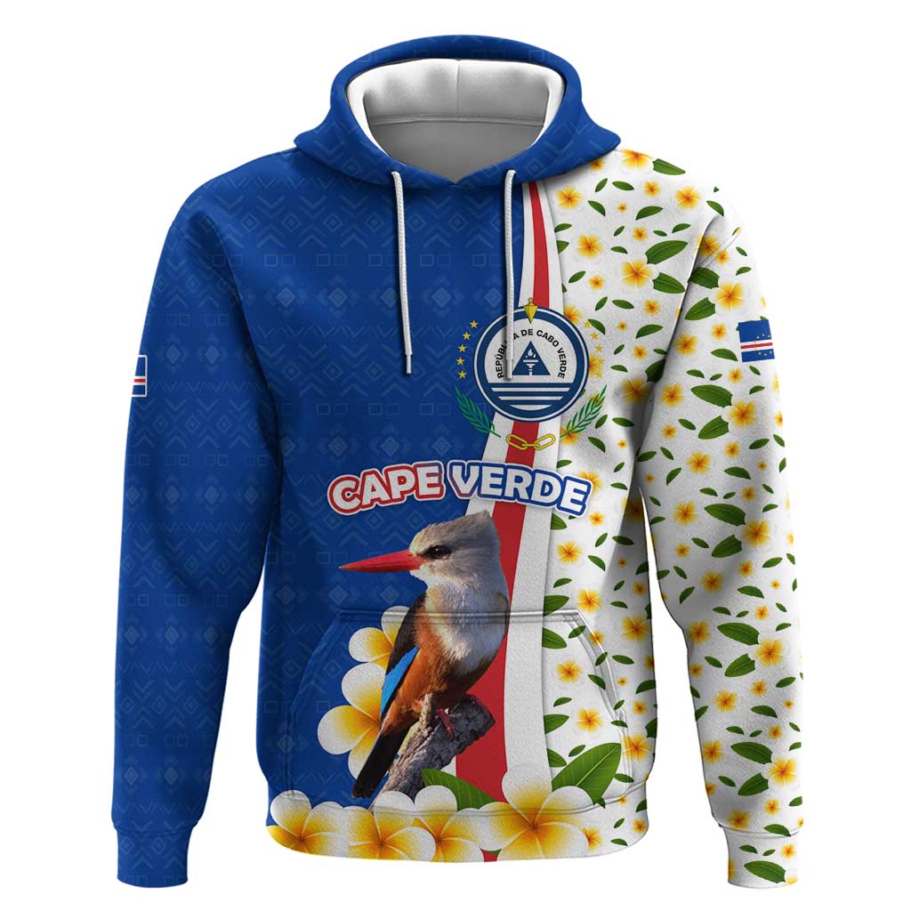 Cape Verde Hoodie with Kingfisher Bird Floral Flag Spirit
