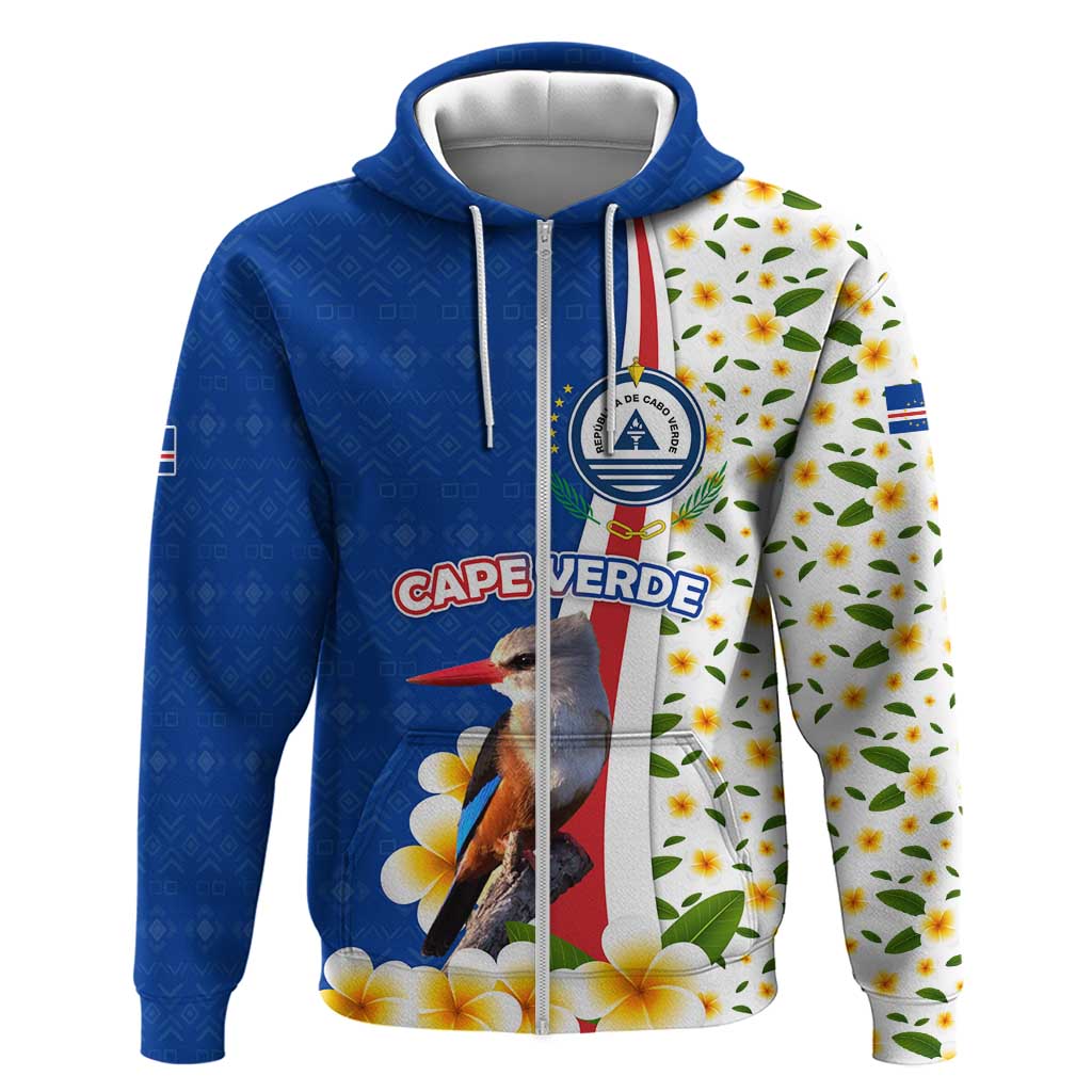 Cape Verde Hoodie with Kingfisher Bird Floral Flag Spirit