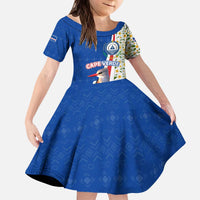 Cape Verde Kid Short Sleeve Dress with Kingfisher Bird Floral Flag Spirit