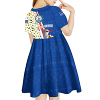 Cape Verde Kid Short Sleeve Dress with Kingfisher Bird Floral Flag Spirit