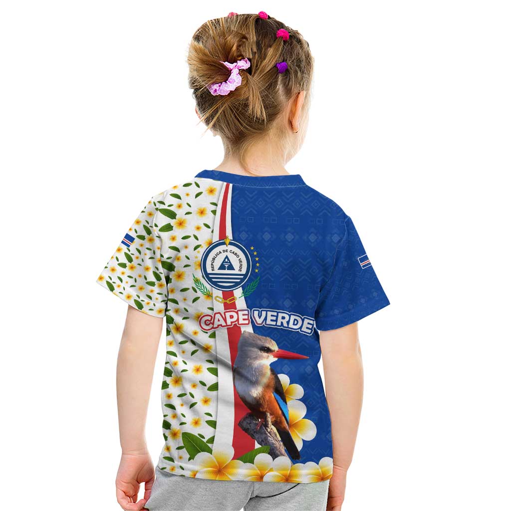 Cape Verde Kid T Shirt with Kingfisher Bird Floral Flag Spirit