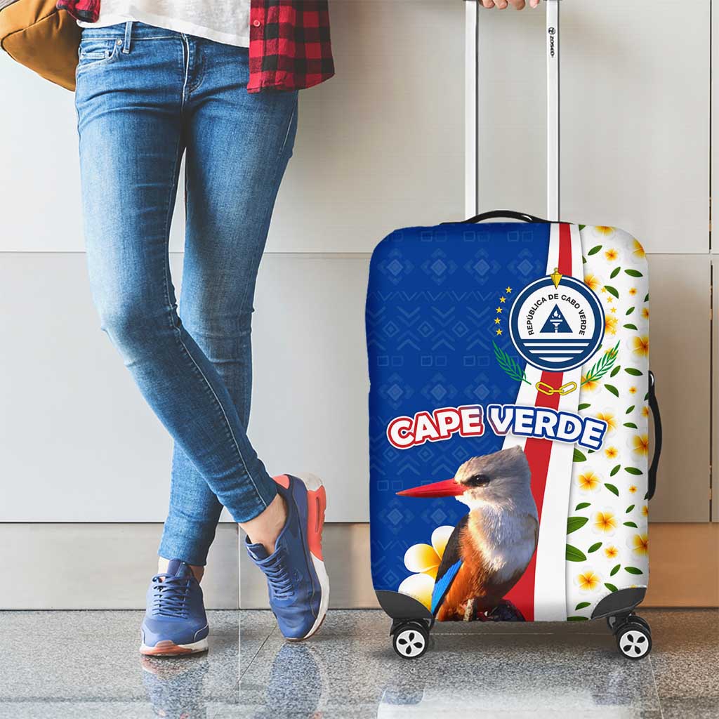 Cape Verde Luggage Cover with Kingfisher Bird Floral Flag Spirit