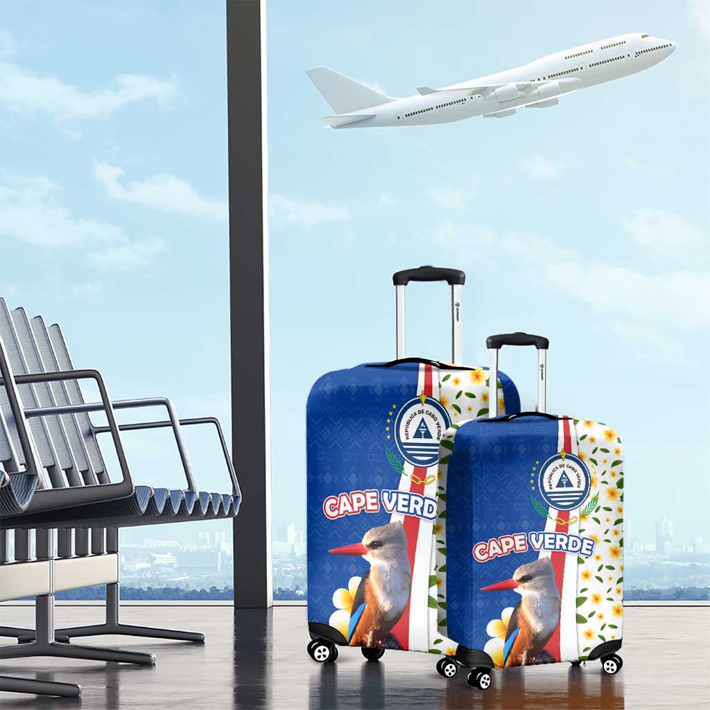 Cape Verde Luggage Cover with Kingfisher Bird Floral Flag Spirit