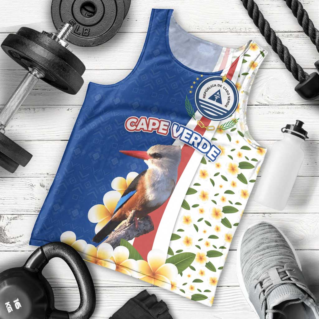 Cape Verde Men Tank Top with Kingfisher Bird Floral Flag Spirit