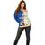 Cape Verde Off Shoulder Sweater with Kingfisher Bird Floral Flag Spirit