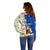 Cape Verde Off Shoulder Sweater with Kingfisher Bird Floral Flag Spirit