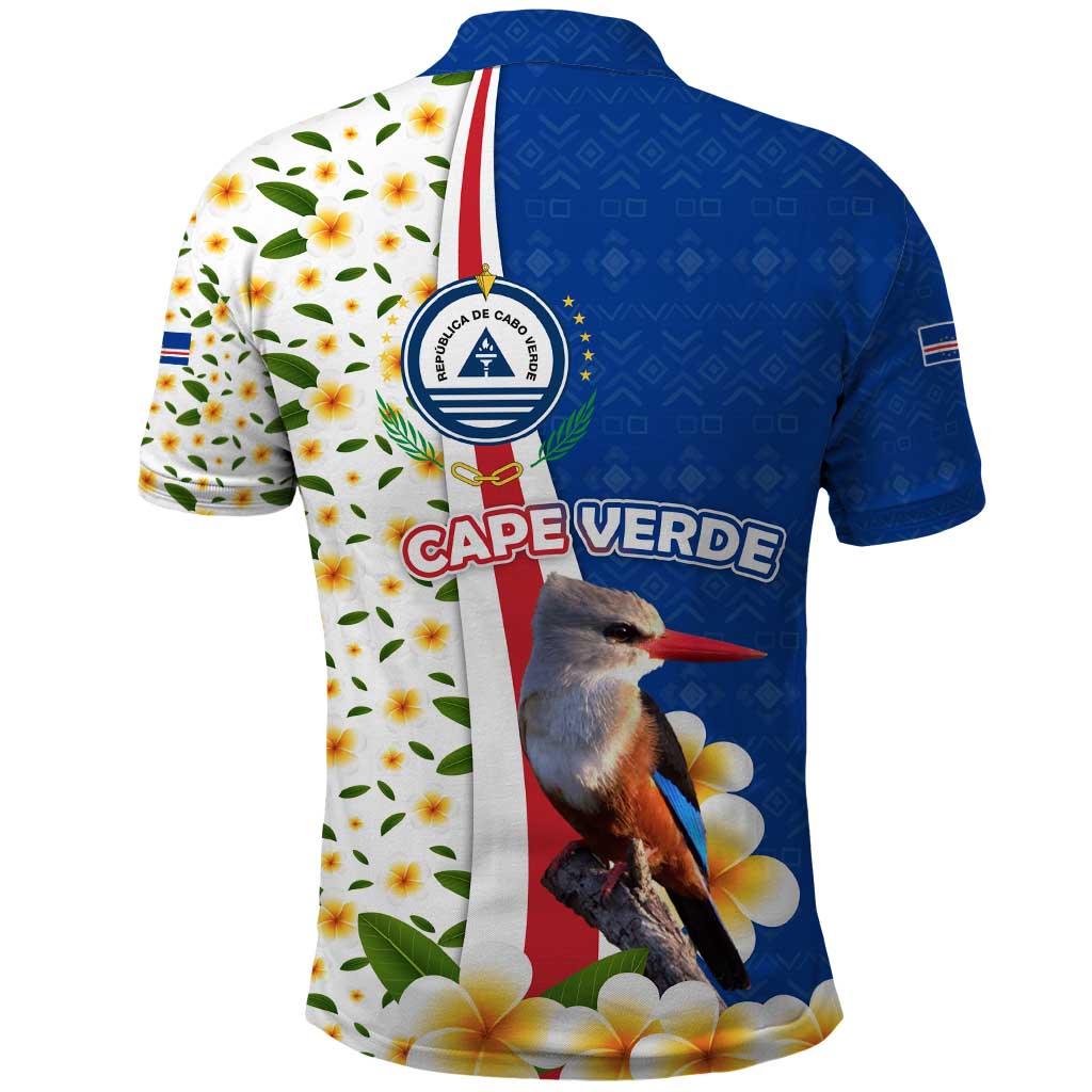 Cape Verde Polo Shirt with Kingfisher Bird Floral Flag Spirit