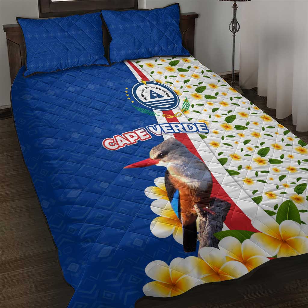 Cape Verde Quilt Bed Set with Kingfisher Bird Floral Flag Spirit