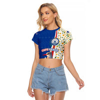 Cape Verde Raglan Cropped T Shirt with Kingfisher Bird Floral Flag Spirit