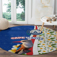 Cape Verde Round Carpet with Kingfisher Bird Floral Flag Spirit