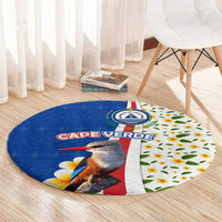 Cape Verde Round Carpet with Kingfisher Bird Floral Flag Spirit