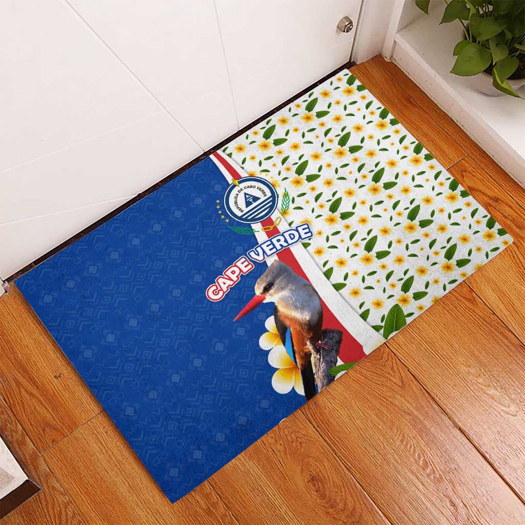 Cape Verde Rubber Doormat with Kingfisher Bird Floral Flag Spirit