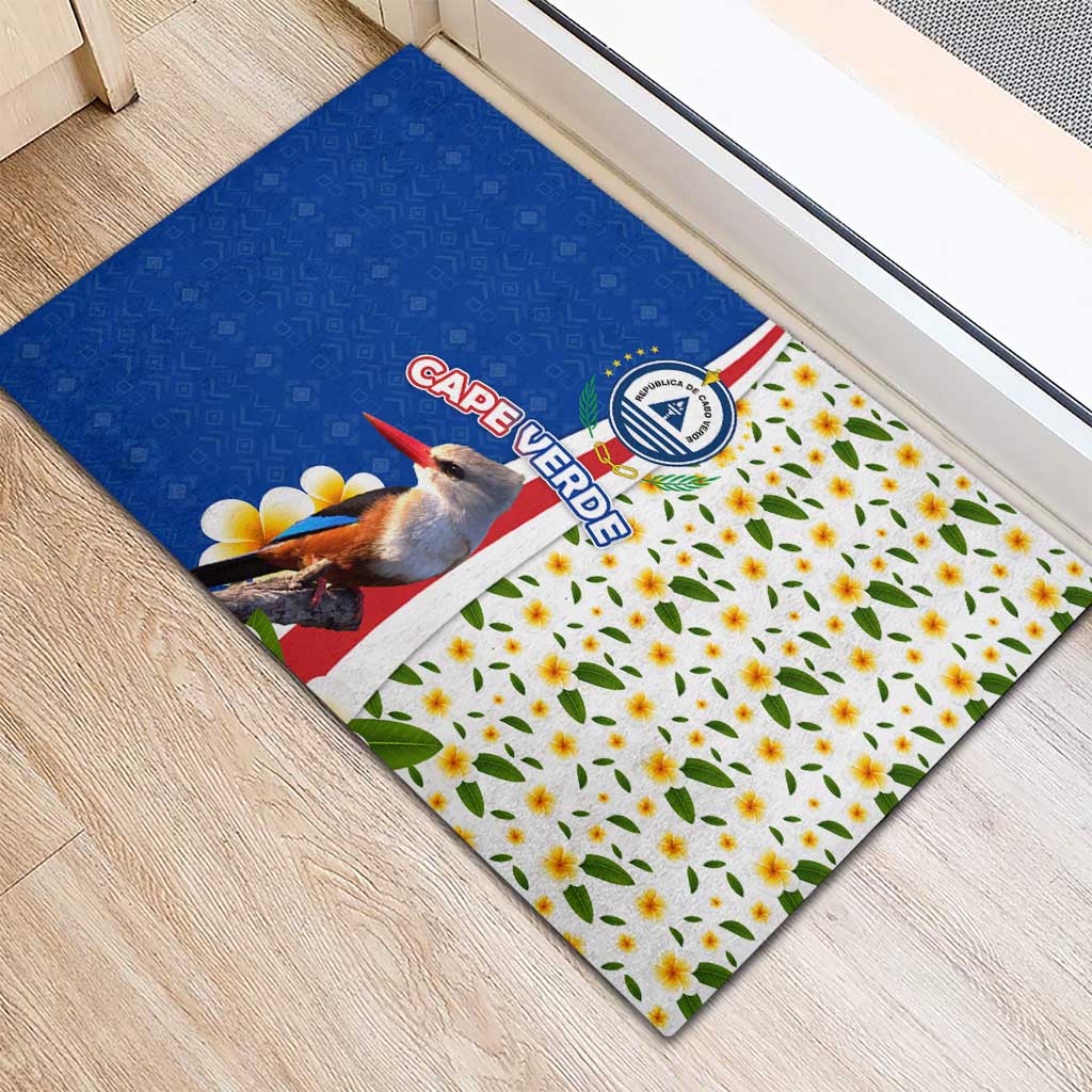 Cape Verde Rubber Doormat with Kingfisher Bird Floral Flag Spirit