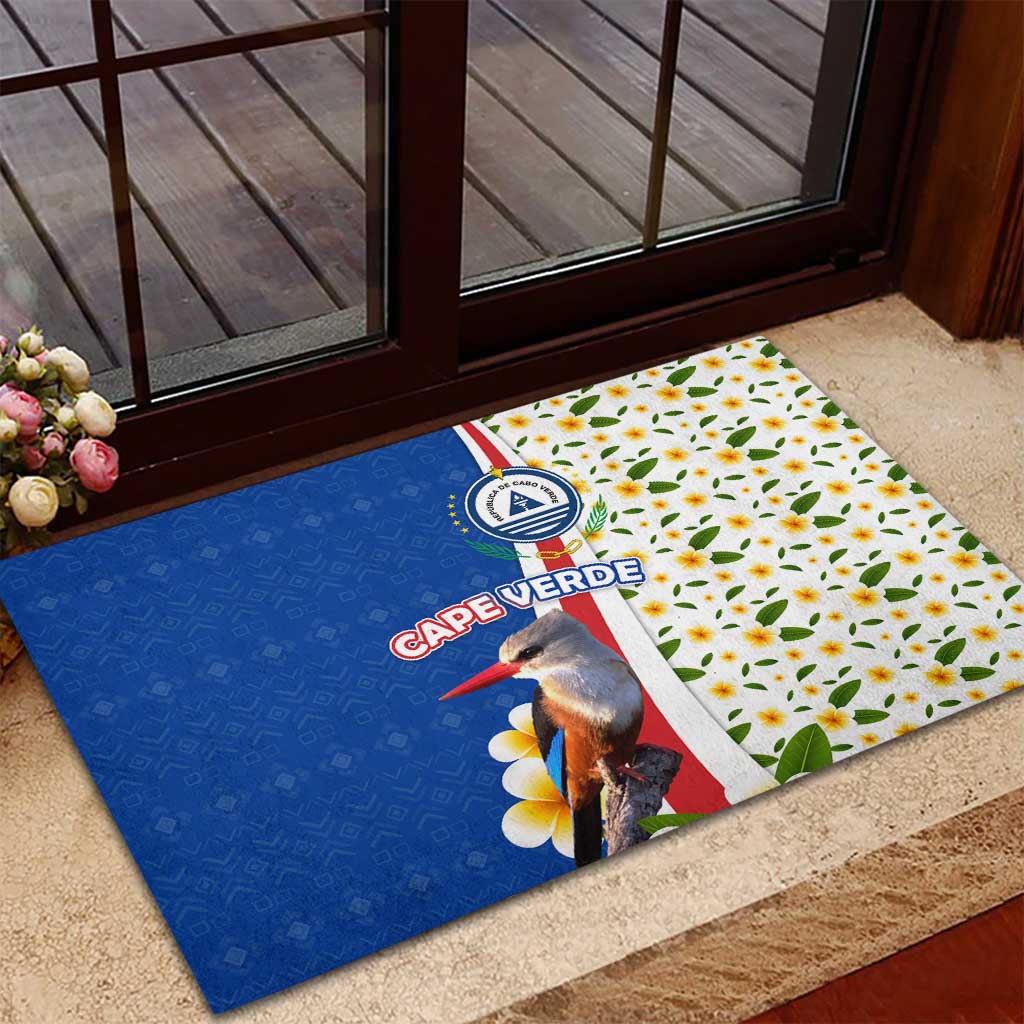 Cape Verde Rubber Doormat with Kingfisher Bird Floral Flag Spirit