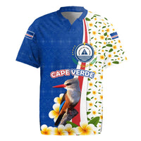 Cape Verde Rugby Jersey with Kingfisher Bird Floral Flag Spirit