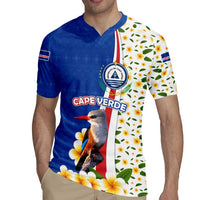 Cape Verde Rugby Jersey with Kingfisher Bird Floral Flag Spirit