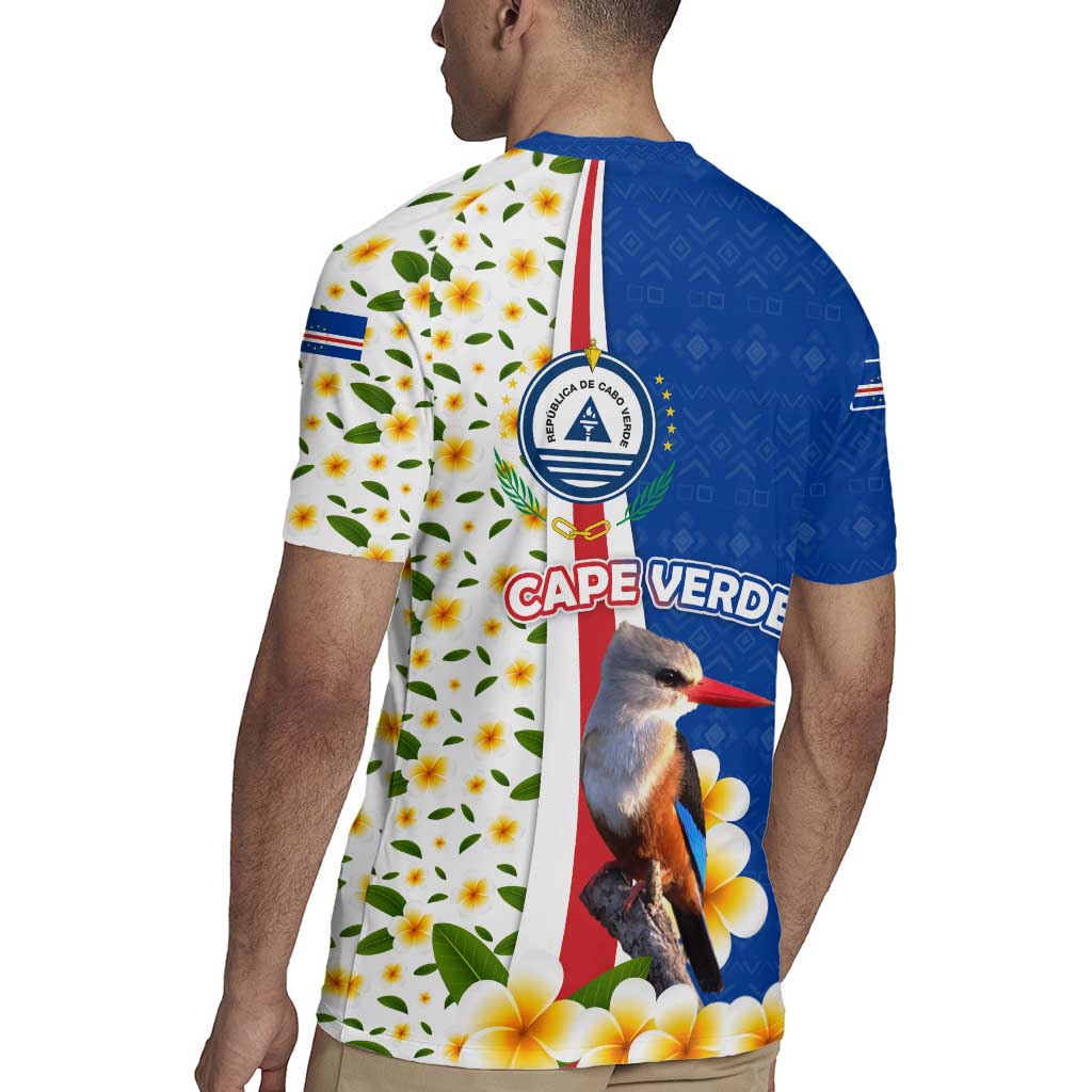 Cape Verde Rugby Jersey with Kingfisher Bird Floral Flag Spirit
