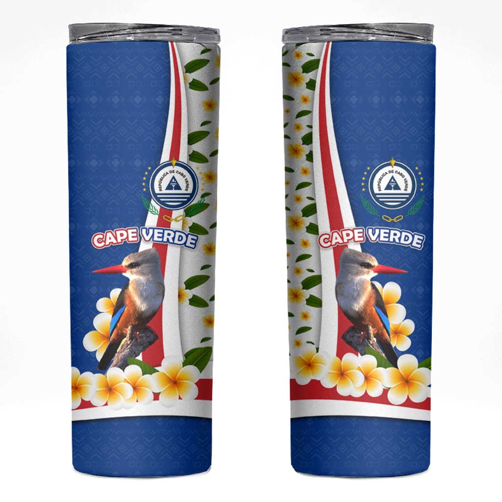 Cape Verde Skinny Tumbler with Kingfisher Bird Floral Flag Spirit