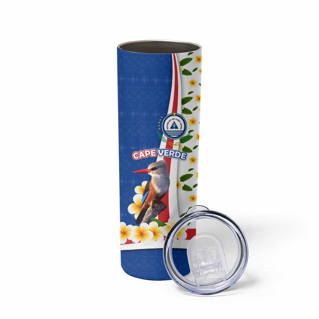 Cape Verde Skinny Tumbler with Kingfisher Bird Floral Flag Spirit