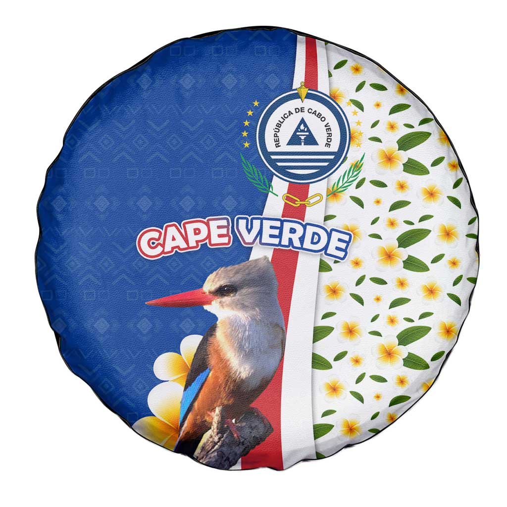 Cape Verde Spare Tire Cover with Kingfisher Bird Floral Flag Spirit
