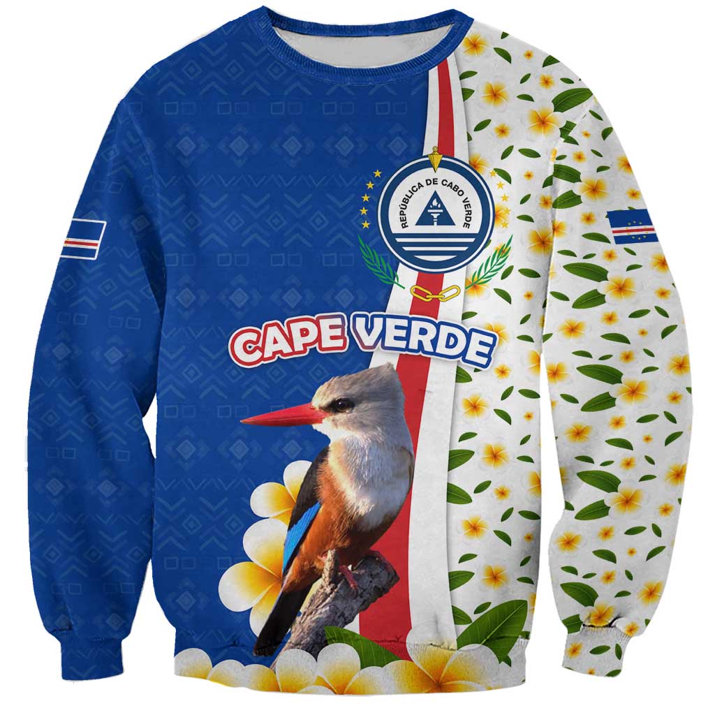 Cape Verde Sweatshirt with Kingfisher Bird Floral Flag Spirit