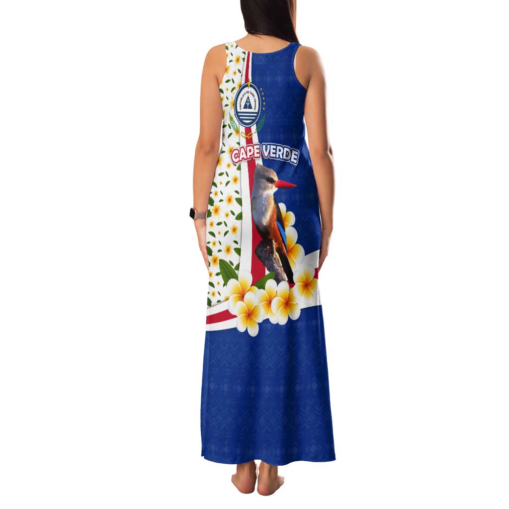 Cape Verde Tank Maxi Dress with Kingfisher Bird Floral Flag Spirit