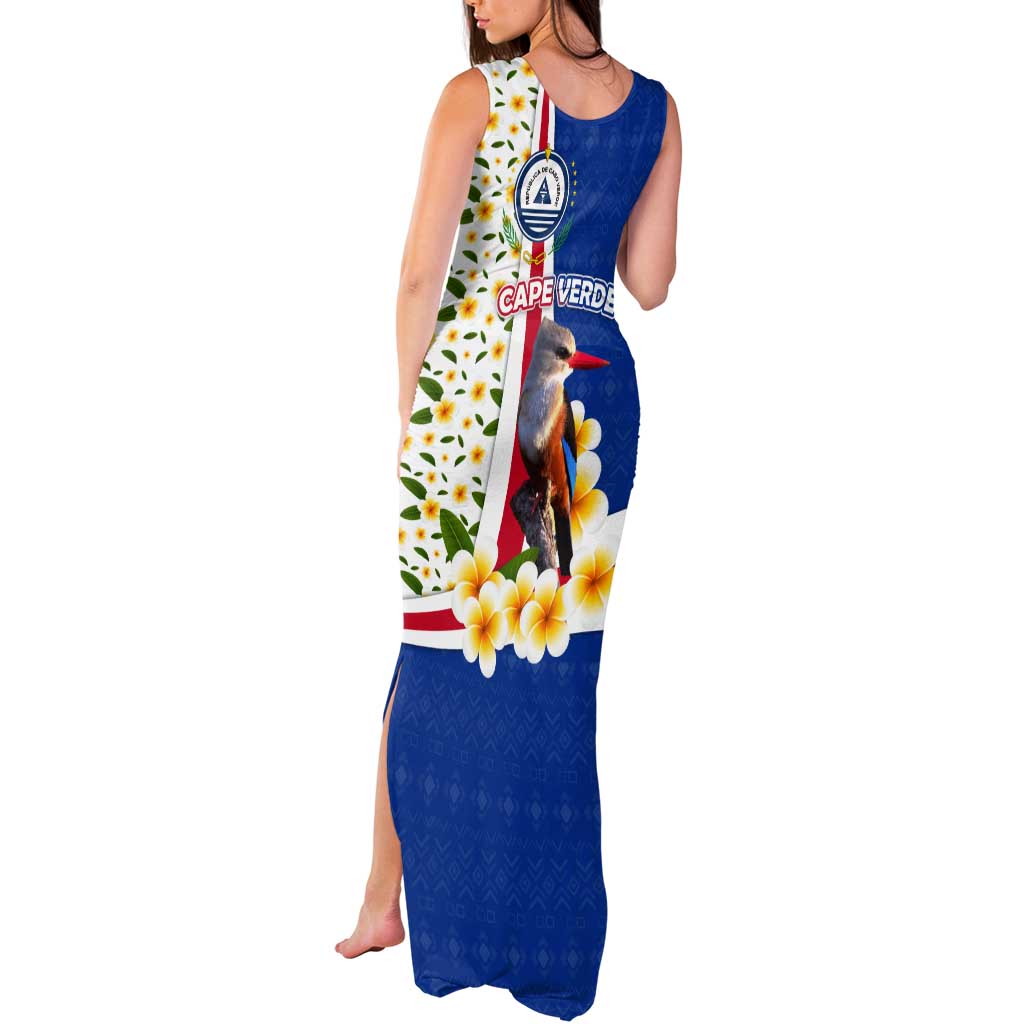 Cape Verde Tank Maxi Dress with Kingfisher Bird Floral Flag Spirit