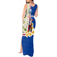 Cape Verde Tank Maxi Dress with Kingfisher Bird Floral Flag Spirit