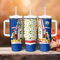 Cape Verde Tumbler With Handle with Kingfisher Bird Floral Flag Spirit