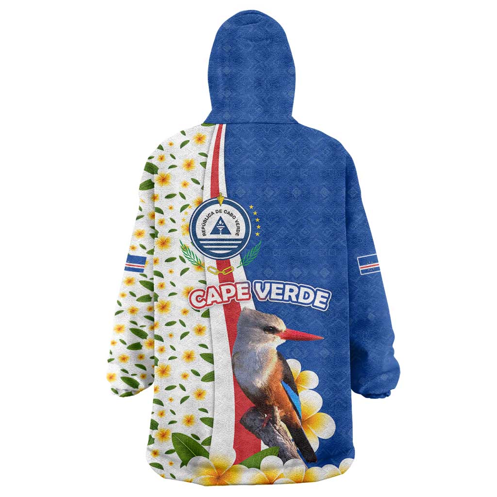 Cape Verde Wearable Blanket Hoodie with Kingfisher Bird Floral Flag Spirit