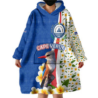 Cape Verde Wearable Blanket Hoodie with Kingfisher Bird Floral Flag Spirit