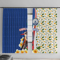 Cape Verde Window Curtain with Kingfisher Bird Floral Flag Spirit