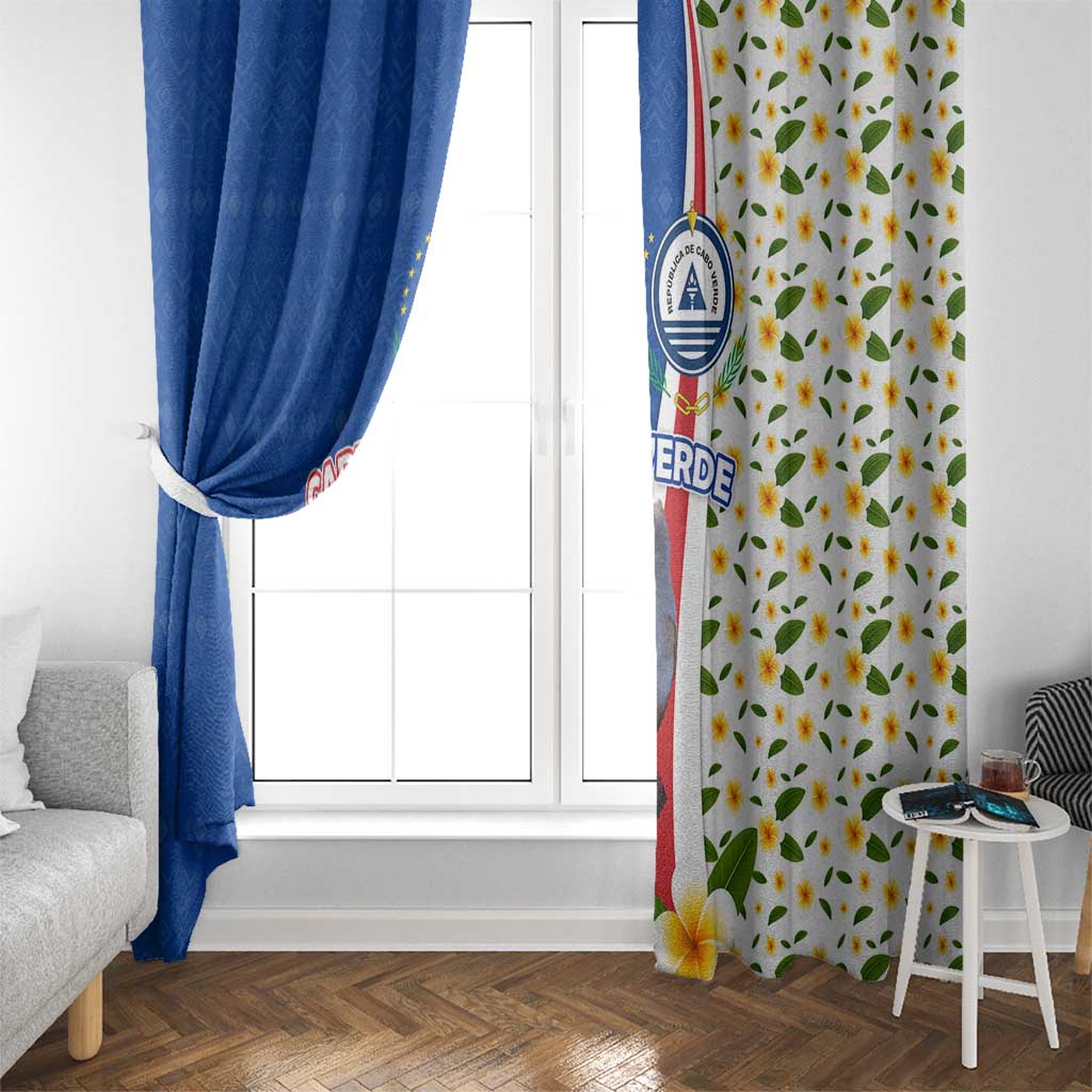 Cape Verde Window Curtain with Kingfisher Bird Floral Flag Spirit