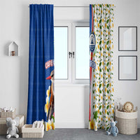 Cape Verde Window Curtain with Kingfisher Bird Floral Flag Spirit