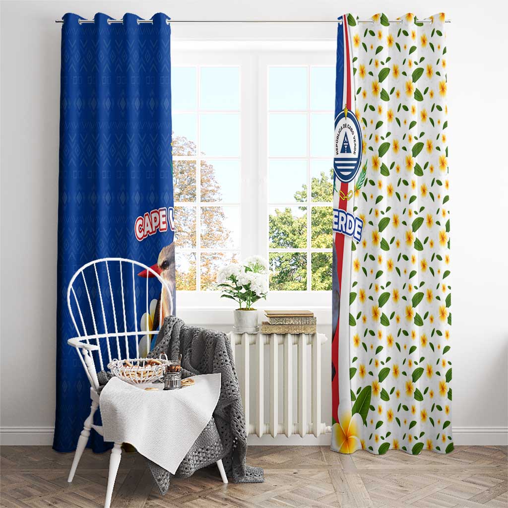 Cape Verde Window Curtain with Kingfisher Bird Floral Flag Spirit
