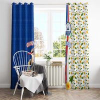 Cape Verde Window Curtain with Kingfisher Bird Floral Flag Spirit