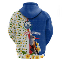 Cape Verde Zip Hoodie with Kingfisher Bird Floral Flag Spirit