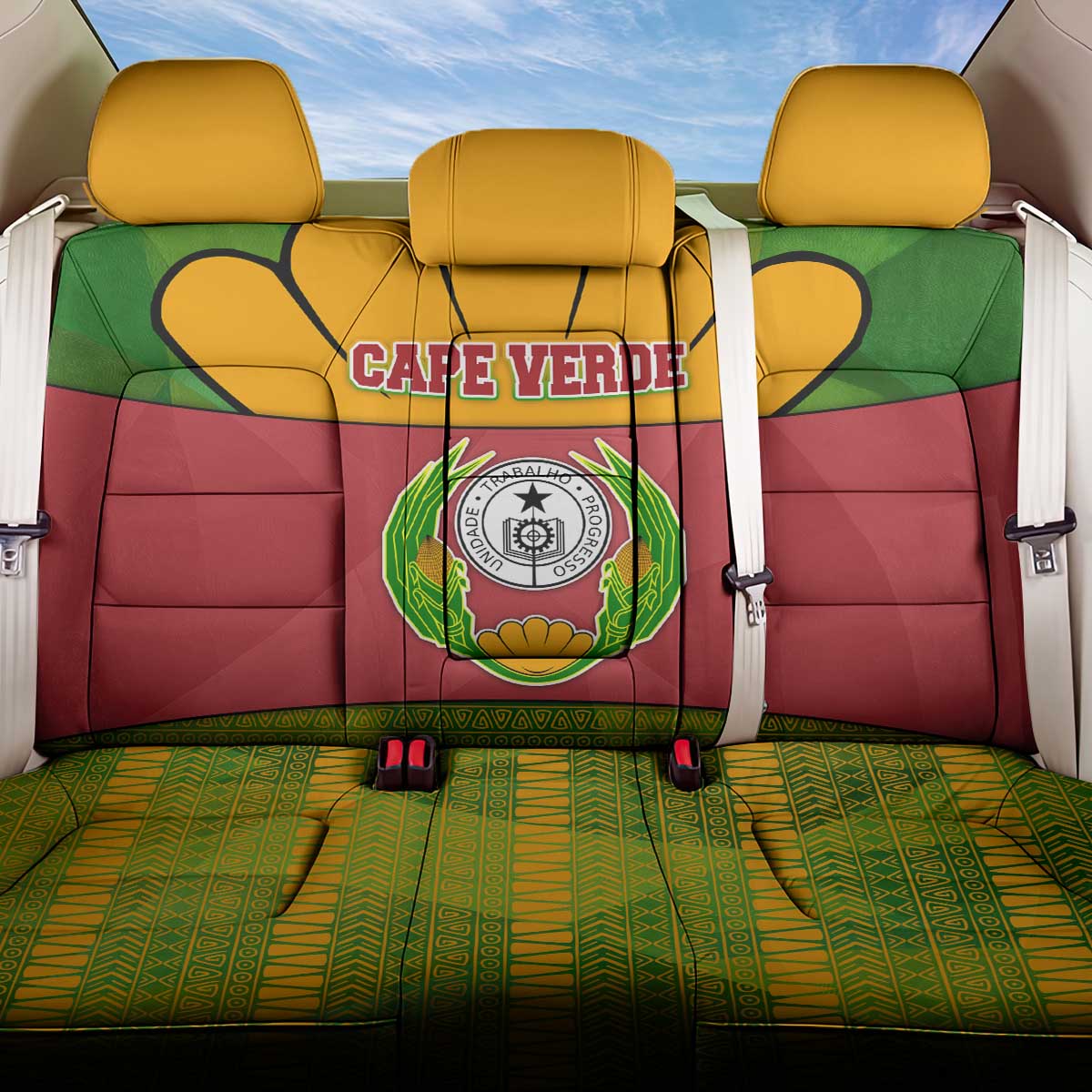 Cape Verde Back Car Seat Cover with One Heart Ten Islands National Emblem Spirit