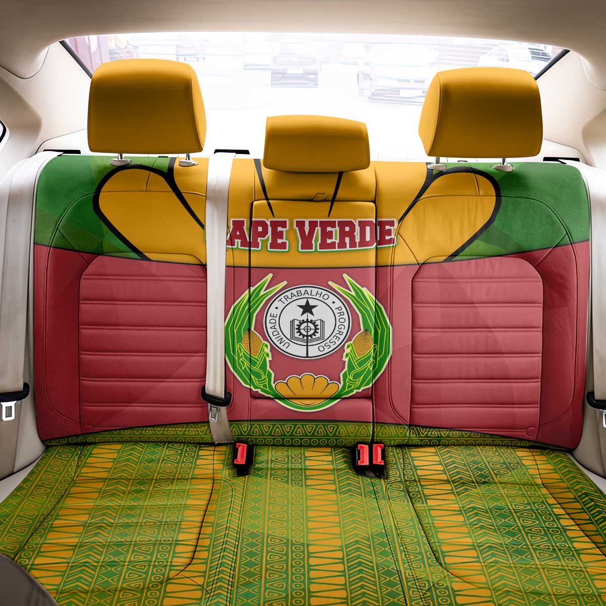 Cape Verde Back Car Seat Cover with One Heart Ten Islands National Emblem Spirit