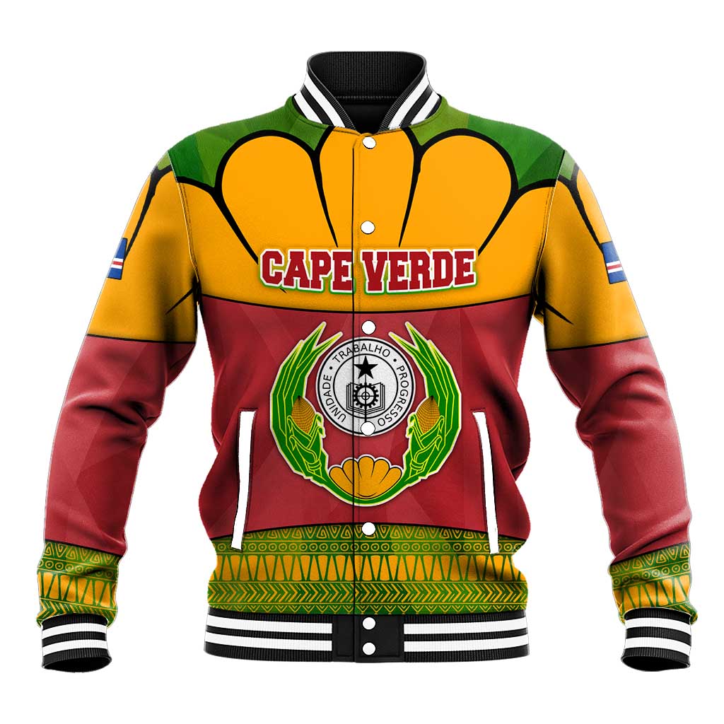 Cape Verde Baseball Jacket with One Heart Ten Islands National Emblem Spirit