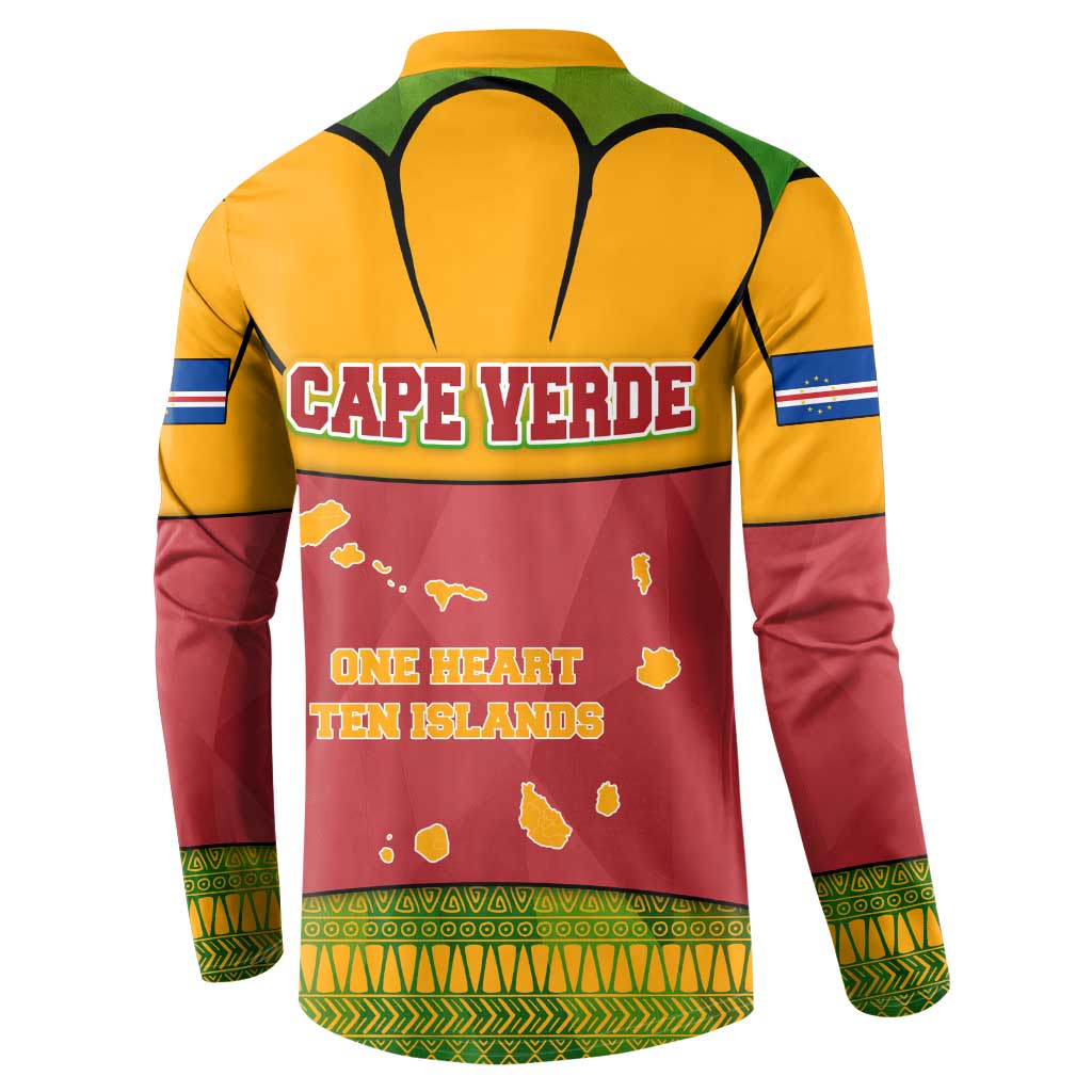 Cape Verde Button Sweatshirt with One Heart Ten Islands National Emblem Spirit