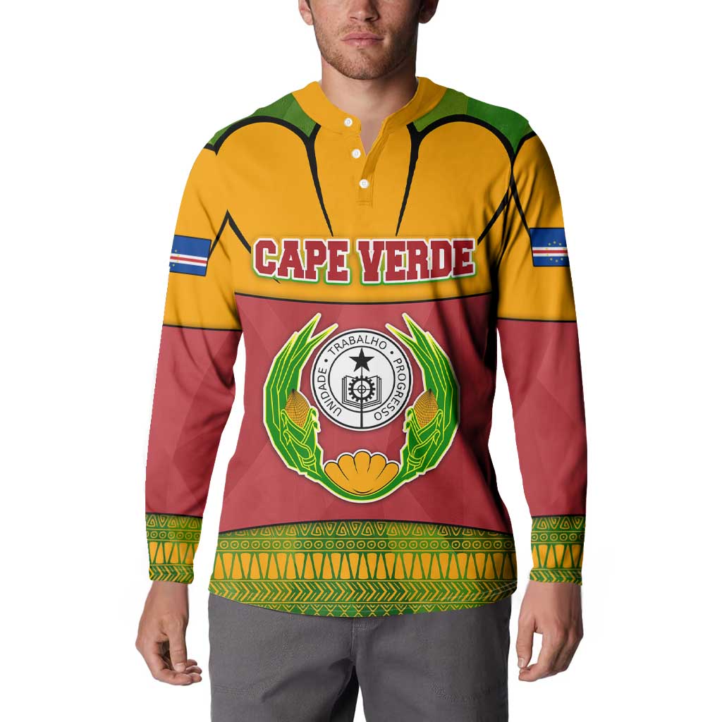 Cape Verde Button Sweatshirt with One Heart Ten Islands National Emblem Spirit