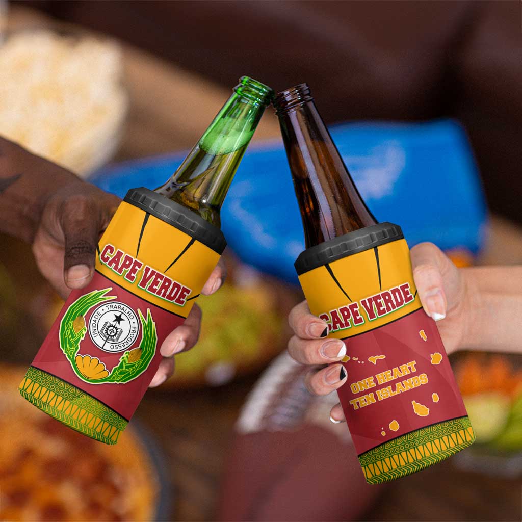 Cape Verde 4 in 1 Can Cooler Tumbler with One Heart Ten Islands National Emblem Spirit