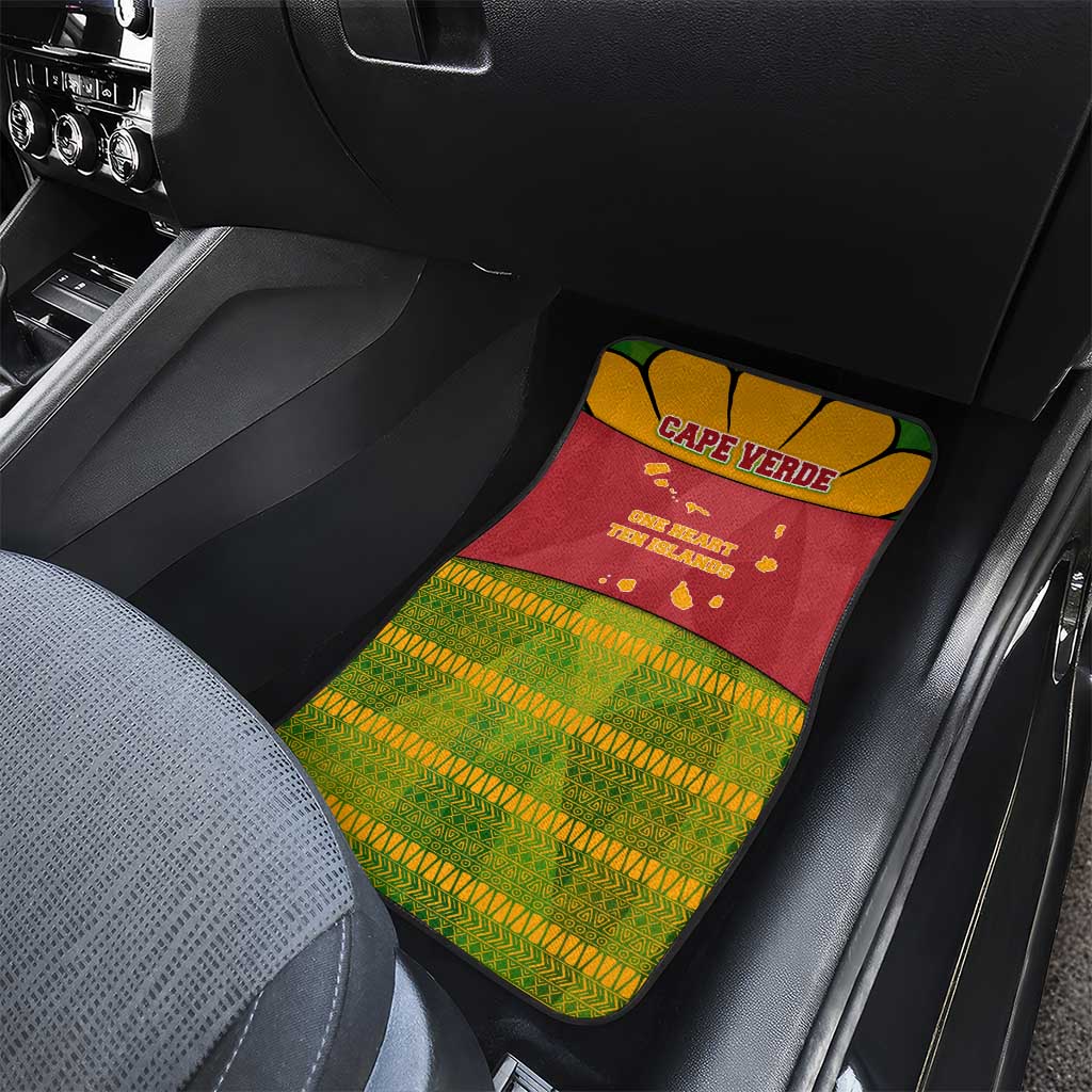 Cape Verde Car Mats with One Heart Ten Islands National Emblem Spirit