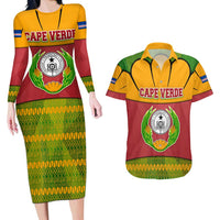 Cape Verde Couples Matching Long Sleeve Bodycon Dress and Hawaiian Shirt with One Heart Ten Islands National Emblem Spirit