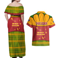 Cape Verde Couples Matching Off Shoulder Maxi Dress and Hawaiian Shirt with One Heart Ten Islands National Emblem Spirit